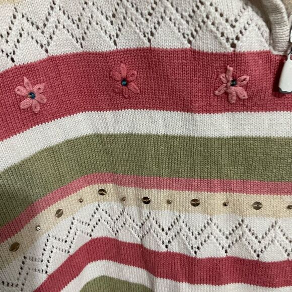 Alfred Dunner collared , v-neck half zip sweater striped size large - Picture 5 of 11